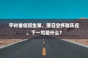 平时谁信班生策，落日空怀陆氏庄。下一句是什么？