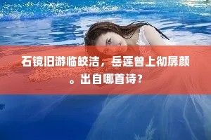 石镜旧游临皎洁，岳莲曾上彻孱颜。出自哪首诗？