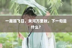 一雁孤飞日，关河万里秋。下一句是什么？