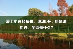 爱上小舟轻棹举。波动蘋开，照影清如许。全诗是什么？