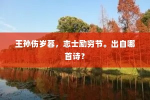 王孙伤岁暮，志士励穷节。出自哪首诗？