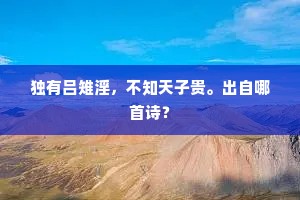 独有吕雉淫，不知天子贵。出自哪首诗？