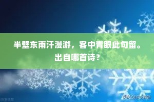 半壁东南汗漫游，客中青眼此句留。出自哪首诗？