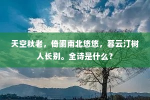 天空秋老，倚阑南北悠悠，暮云汀树人长别。全诗是什么？