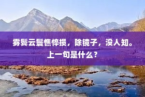 雾鬓云鬟憔悴损，除镜子，没人知。上一句是什么？