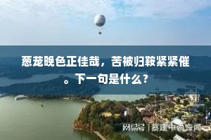 葱茏晚色正佳哉，苦被归鞍紧紧催。下一句是什么？