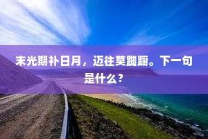 末光期补日月,迈往莫踟蹰。下一句是什么? 末光期补日月,迈往莫踟蹰。下一句是什么?