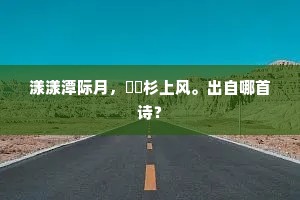 漾漾潭际月，飗飗杉上风。出自哪首诗？