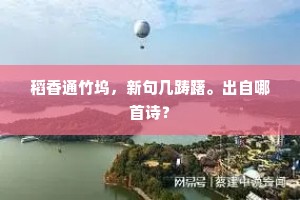 稻香通竹坞，新句几踌躇。出自哪首诗？