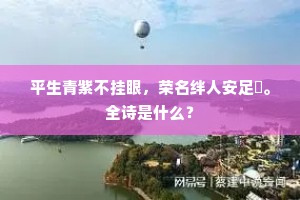 平生青紫不挂眼，荣名绊人安足誇。全诗是什么？