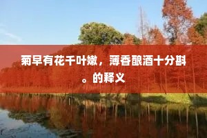 菊早有花千叶嫩，薄香酿酒十分斟。的释义