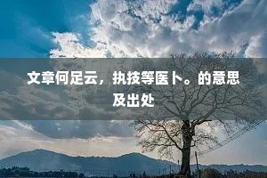 文章何足云，执技等医卜。的意思及出处