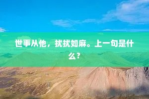 世事从他，扰扰如麻。上一句是什么？