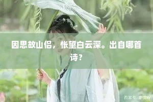 因思故山侣，怅望白云深。出自哪首诗？