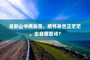 息影山中两鬓苍，感怀身世正茫茫。出自哪首诗？