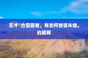 无才祇合田园老。有志何曾弧矢偿。的解释
