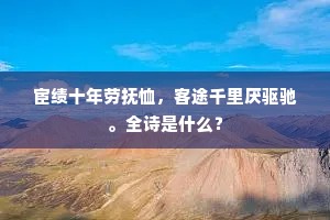 宦绩十年劳抚恤，客途千里厌驱驰。全诗是什么？