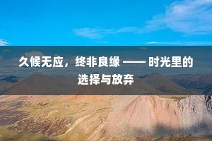 久候无应，终非良缘 —— 时光里的选择与放弃