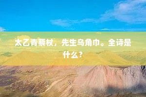 太乙青藜杖，先生乌角巾。全诗是什么？