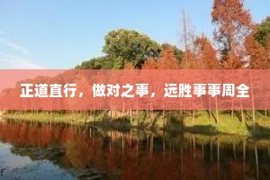 正道直行，做对之事，远胜事事周全