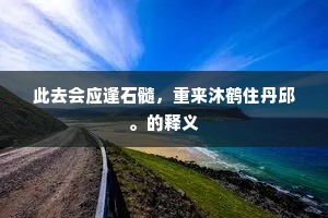 此去会应逢石髓，重来沐鹤住丹邱。的释义