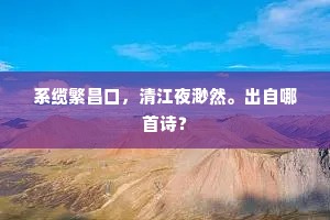 系缆繁昌口，清江夜渺然。出自哪首诗？