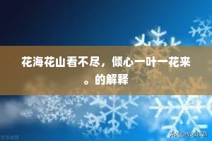 花海花山看不尽，倾心一叶一花来。的解释