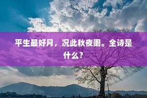 平生最好月，况此秋夜阑。全诗是什么？