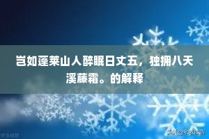 岂如蓬莱山人醉眠日丈五，独拥八天溪藤霜。的解释
