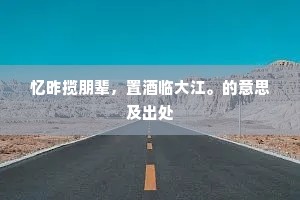 忆昨揽朋辈，置酒临大江。的意思及出处