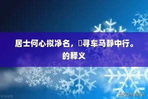 居士何心拟净名，閒寻车马静中行。的释义