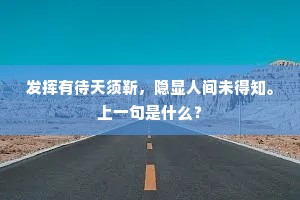 发挥有待天须靳，隐显人间未得知。上一句是什么？