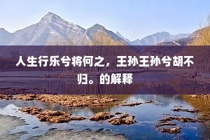 人生行乐兮将何之，王孙王孙兮胡不归。的解释
