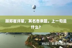 顾郑崔许辈，其名各亲题。上一句是什么？