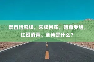 漫自惜鸾胶,朱弦何在,暗藏罗结,红绶消香。全诗是什么? 漫自惜鸾胶,朱弦何在,暗藏罗结,红绶消香。全诗是什么?