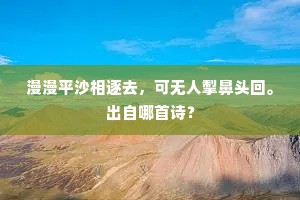 漫漫平沙相逐去，可无人掣鼻头回。出自哪首诗？