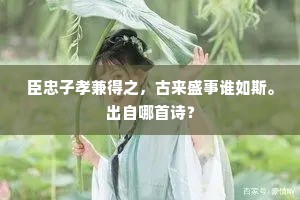 臣忠子孝兼得之，古来盛事谁如斯。出自哪首诗？