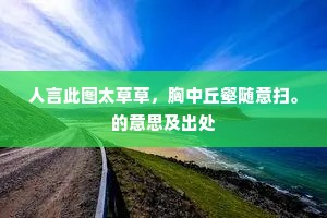 人言此图太草草，胸中丘壑随意扫。的意思及出处