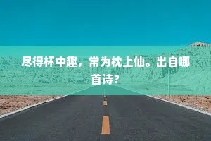 尽得杯中趣，常为枕上仙。出自哪首诗？