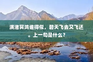 满渚冥鸿谁得似，碧天飞去又飞还。上一句是什么？