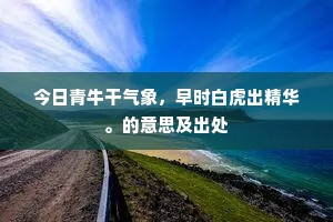 今日青牛干气象，早时白虎出精华。的意思及出处
