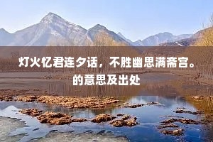 灯火忆君连夕话，不胜幽思满斋宫。的意思及出处