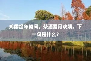 鸡黍经年契阔，茶酒累月欢娱。下一句是什么？