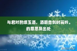 与君对酌缥玉酒，酒阑击剑时高吟。的意思及出处