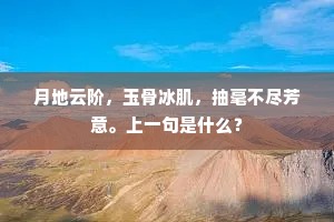 月地云阶，玉骨冰肌，抽毫不尽芳意。上一句是什么？