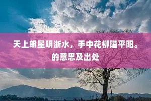 天上朗星明浙水，手中花柳隘平阳。的意思及出处