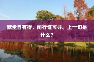 默坐自有得，闲行谁可寻。上一句是什么？