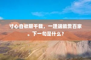 寸心自欲期千载，一理端能贯百家。下一句是什么？