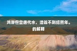 鸿渐但尝唐代水，涪翁不到绍熙年。的解释