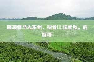 晓鞭驿马入东州，瘦骨稜嶒怯素秋。的解释